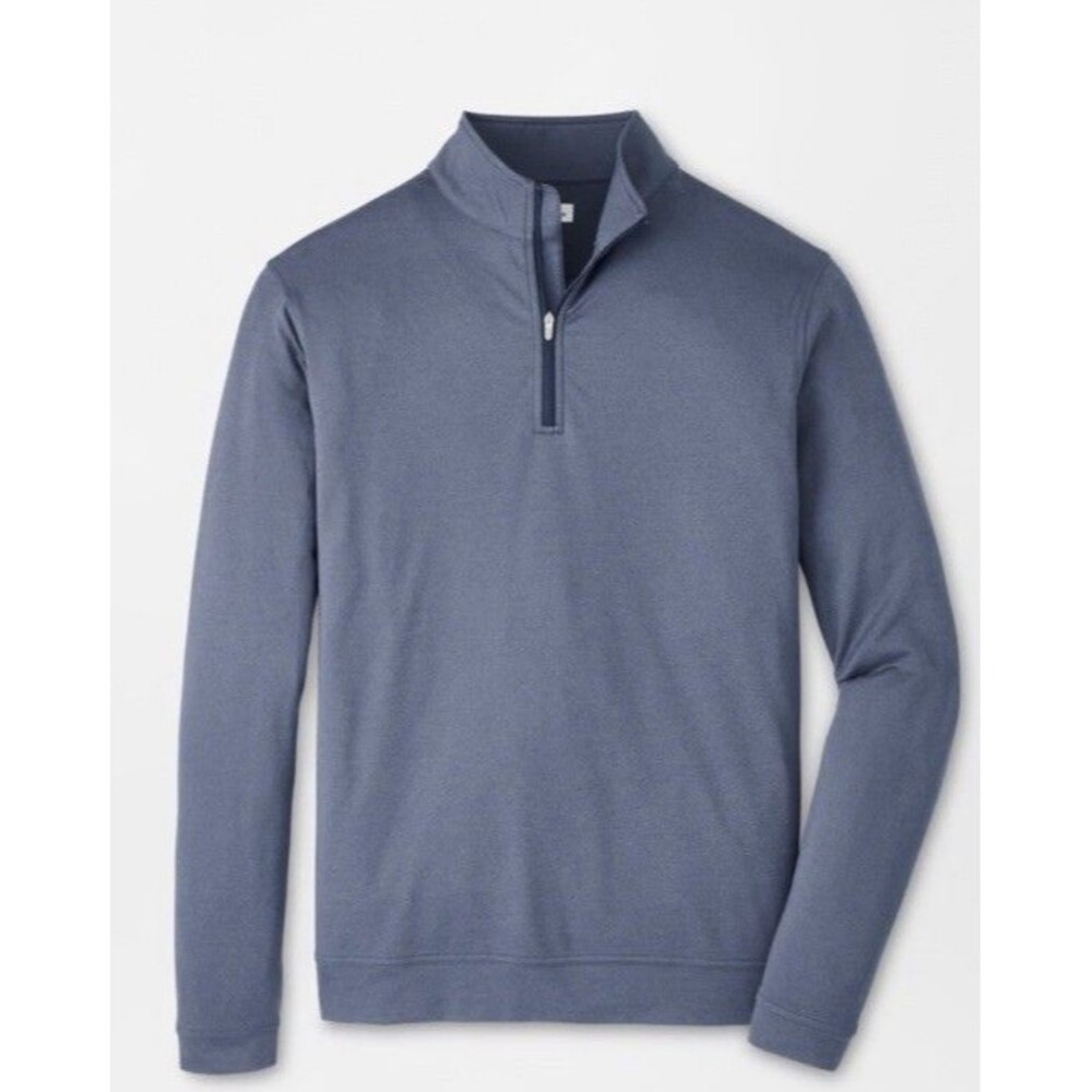 Peter Millar Men's XL Perth Mélange Performance Quarter-Zip Navy Blue - Picture 7 of 7